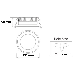 Drawing ไฟดาวน์ไลท์ LED SMD TESLA-RM 18W