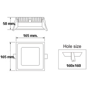 Drawing ไฟดาวน์ไลท์ LED SMD TESLA-SL 24W